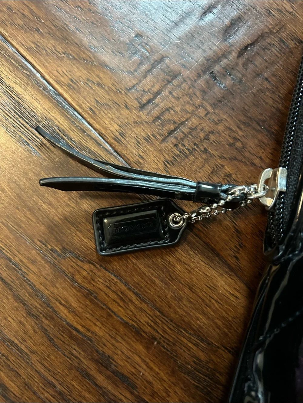 COACH Black Quilted Patent Leather Tablet Case